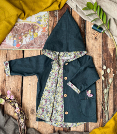 NEW! Linen Jacket Forest Green - Little Flowers