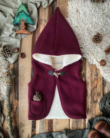 Wool Hooded Vest Plum