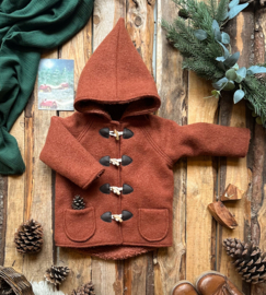 Wool Winter Coat Terracotta - Colored Lining 86/92