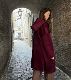Women's Corduroy Spring / Autumn Coat Wine Red