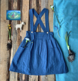 Apron Dress Linen Blueberry 134/140