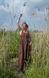 Maxi Dress Linen Chocolate Brown