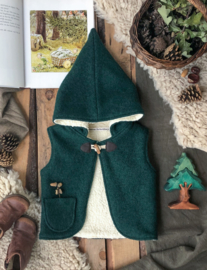 Wool Hooded Vest Forest Green