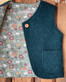 Wool Vest Dark Green Botanical Size 110/116