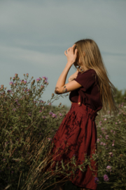 Apron Dress Stone Washed Linen Plum