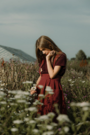 Apron Dress Stone Washed Linen Plum