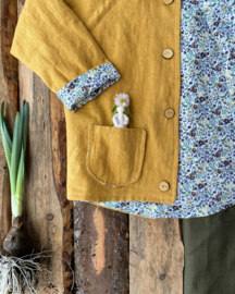 Linen Jacket Ochre Yellow Flowers