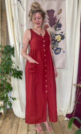 Maxi Dress Linen Whine Red