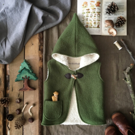 Wool Hooded Vest Moss Green