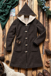 Women's Wool Winter Coat Dusky Brown with Pixiehat
