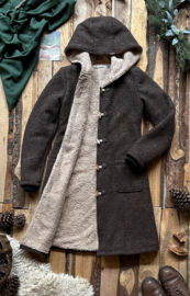 Women's Wool Winter Coat Dusky Brown with knitted cuffs