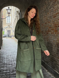 Women's Corduroy Spring / Autumn Coat Moss Green