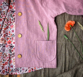 Linen Jacket Vintage Pink Flowers