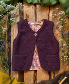 Wool Vest Aubergine Flowers