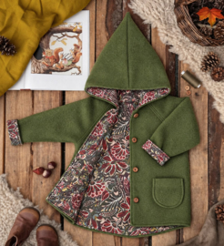 NEW! 100% Wool Mossgreen - Batic Flowers 110/116