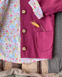 Linen Jacket Plum- Spring Flowers