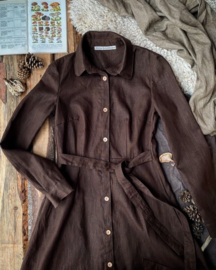 Long-sleeved Dress Dark Brown