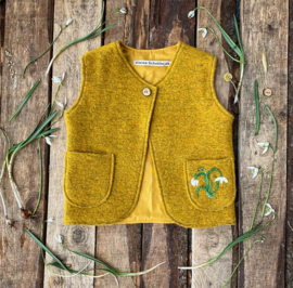 Wool Vest Ochre Embroidery Snowdrop 98/104
