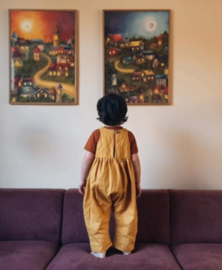 Linen Jumpsuit Terracotta Flowers