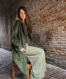 Women's Corduroy Spring / Autumn Coat Moss Green