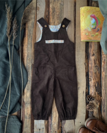 Jumpsuit Corduroy Brown Vintage Flowers 110/116