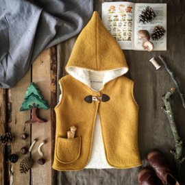 Wool Hooded Vest Ochre Yellow