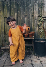 Linen Jumpsuit Terracotta Flowers