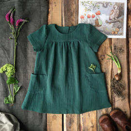 A-line dress Double Gauze Forest Green 86/92