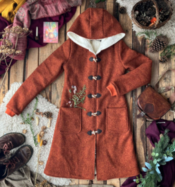 Women's Wool Winter Coat Autumn Leaf with knitted cuffs