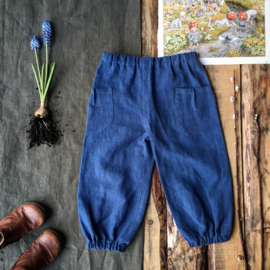 Stone Washed Linen Trousers Blue 86/92