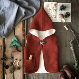 Wool Hooded Vest Terracotta