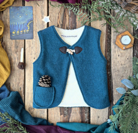 Wool Vest Winter Petrol Star