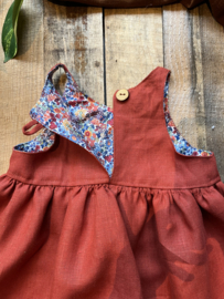 Linen Jumpsuit Terracotta Flowers