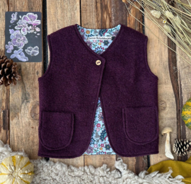 Wool Vest - Purple Flowers Size 110/116