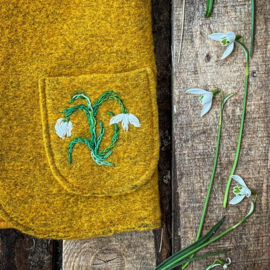 Wool Vest Ochre Embroidery Snowdrop 98/104