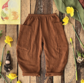 Double Gauze Trousers Caramel Brown