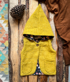 Wool Hooded Vest Ochre - Dark Forest