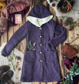 Women's Wool Winter Coat Misty Purple with knitted cuffs