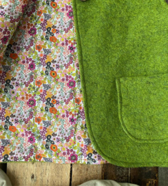Wool Vest Moss Green - Spring Flowers  122/128