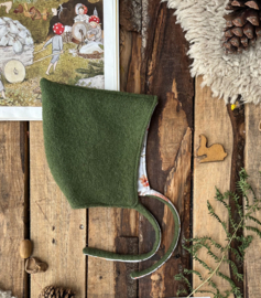 100% Wool Pixie Hat Mossgreen Forest