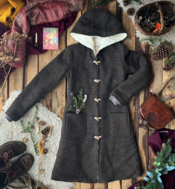 Women's Wool Winter Coat Earth Tones with knitted cuffs