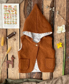 Wool Hooded Vest Autumn/Spring Brown Woodland