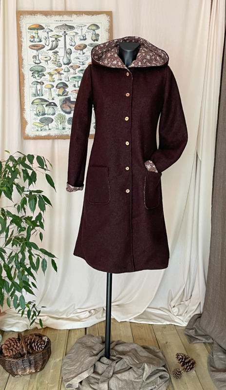 Women's Wool Spring / Autumn Coat Dark Brown