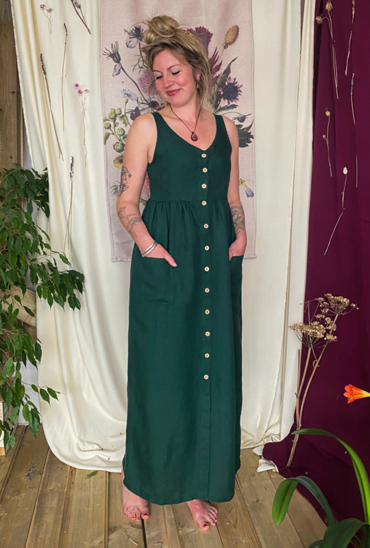 Maxi Dress Linen Forest Green