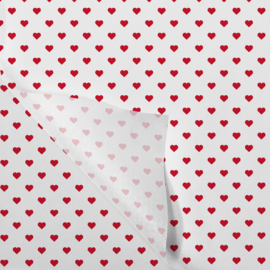 Vloeipapier hartjes wit/rood 50x70cm