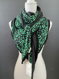 Gucci groene panter / zwarte mini stippen achterkant, couture sjaal