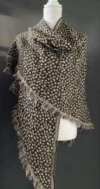 Lichtgewicht cheetah sjaal. 3-hoek vorm. 2 kanten draagbaar. Camel