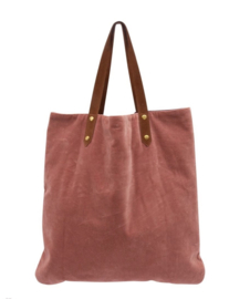 Mooie fluwelen shopper van Imbarro. Teckel Borduur Noble, oud roze