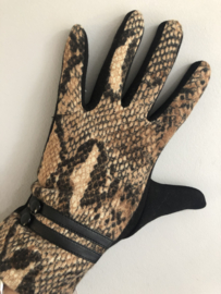 Handschoenen, Bruin-Zwart / Zwart,  snake.