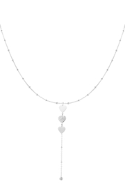 RVS (stainless steel) ketting in Y vorm met hartjes. Zilver- of  Goudkleurig.